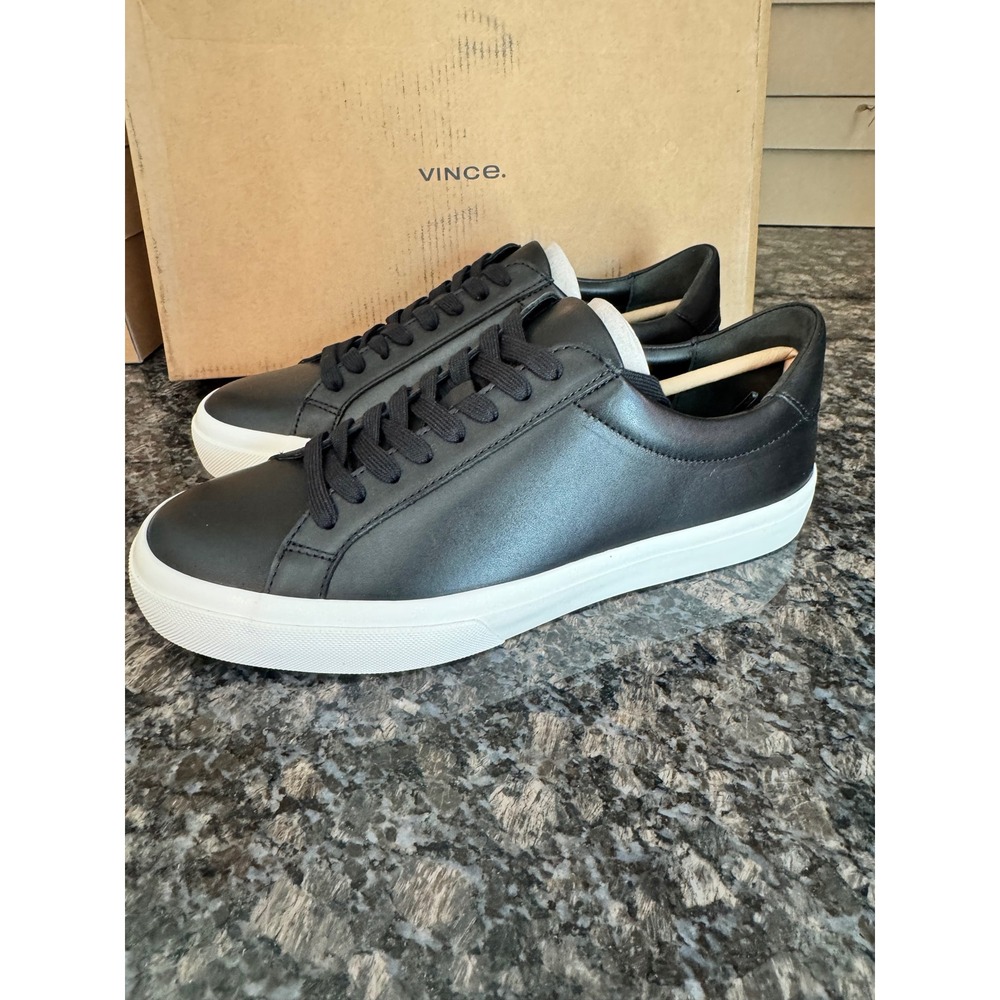 Vince Fulton Black Leather Low Top Sneakers‎ Mens 9 E2483L6001